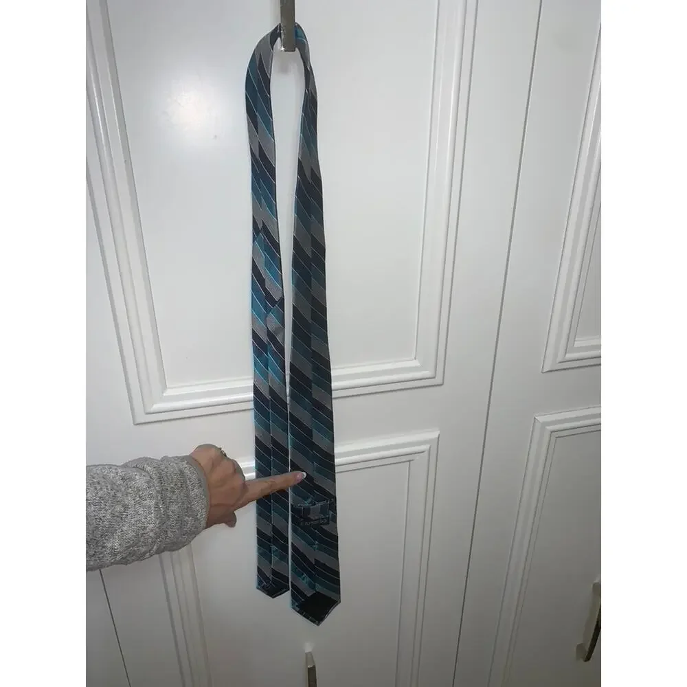 Express Men's Blue Striped‎ Silk Tie Classic Length